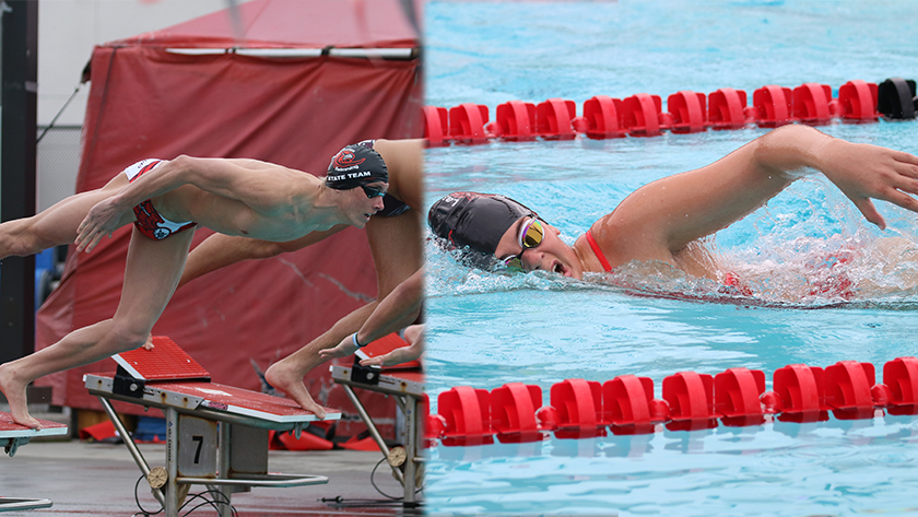 Ryan Ridosko  and Makenzie Duffin swimming
